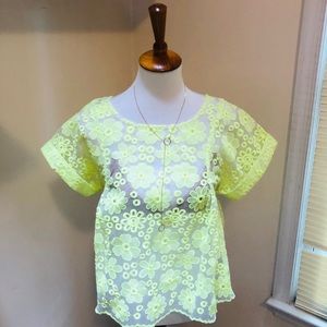 Anthropologie Brand Sheer Top In bright Lemon 🍋